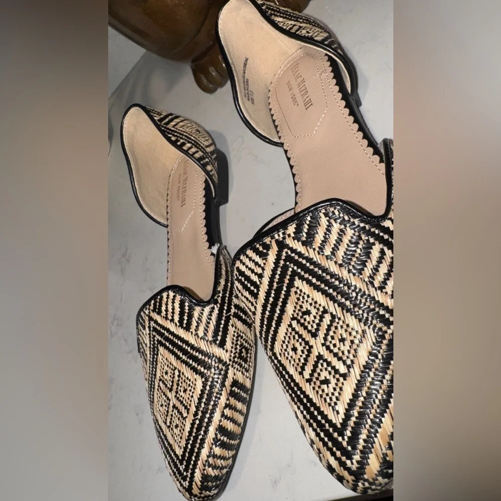 Isaac Mizrahi New York Woven D’Orsay Flats Size 7.5 Neutral Black Tan - Picture 4 of 10